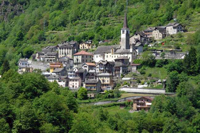 Panorama. Castiglione village in Calasca Castiglione Italy