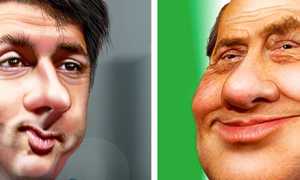 caricature berlusca renzi