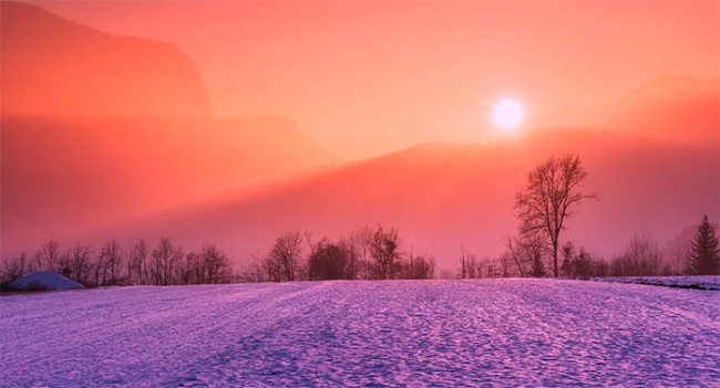 inverno sole alba