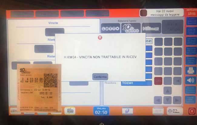 vincita schermata biglietto carfour