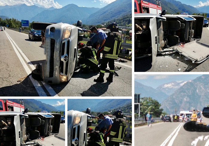 Portato al Dea l'autista del pick-up ribaltato in superstrada 