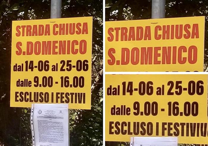 San Domenico: strada chiusa per 12 giorni (tranne nei festivi) per la posa della fibra