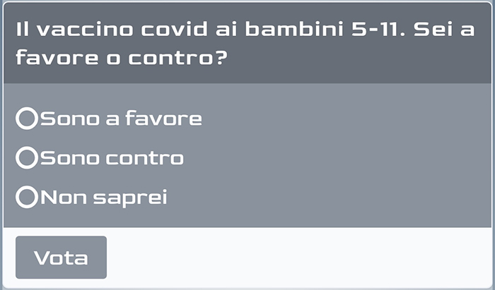 Siete favorevoli o contrari al vaccino covid per i bambini tra i 5 e gli 11 anni? Votate il sondaggio sulla App NEWS24
