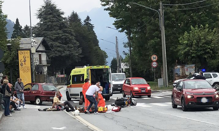 Incidente a Santa Maria Maggiore tra auto e moto, due feriti