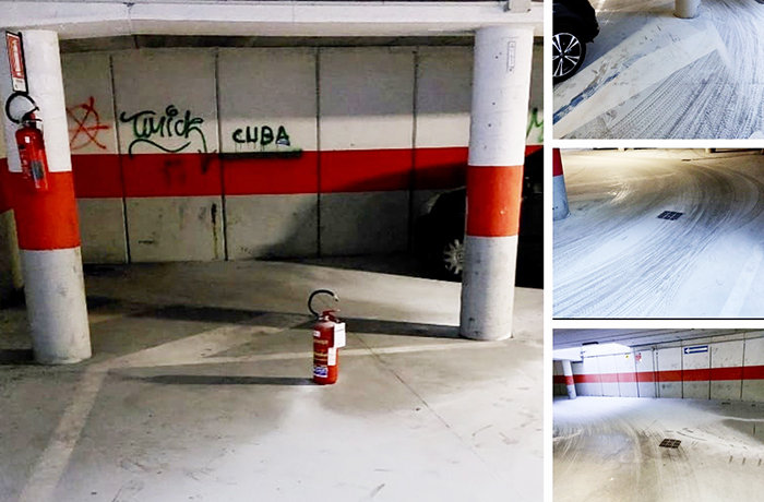 Vandali svuotano gli estintori del posteggio 