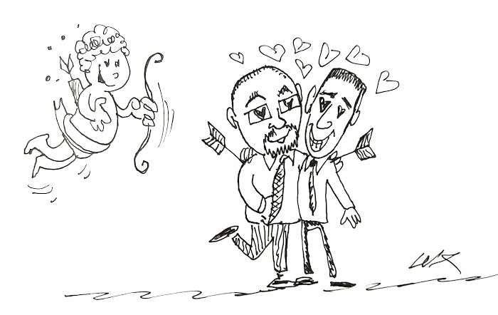 La vignetta di Carlo Lux: Borghi e Pizzi trafitti da Cupido