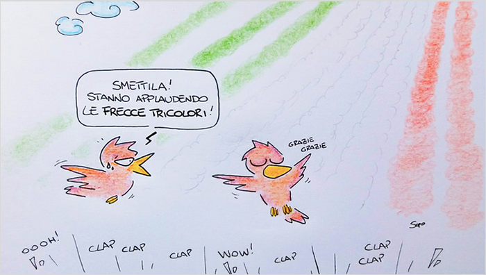 Le Frecce Tricolori nella nuova vignetta di Sapo