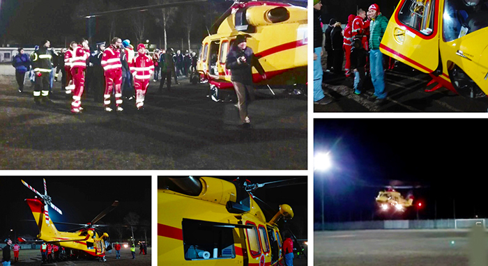 Positiva la prova di volo notturno dell'elicottero del 118. E' atterrato alle Nosere. Video e foto