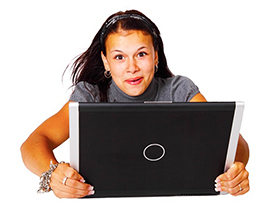 b computer ragazza stupore