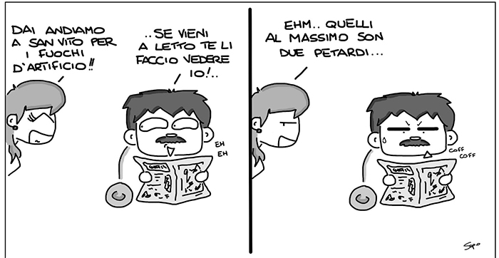 Sapo ed i fuochi artificiali tra coniugi, ecco la nuova vignetta