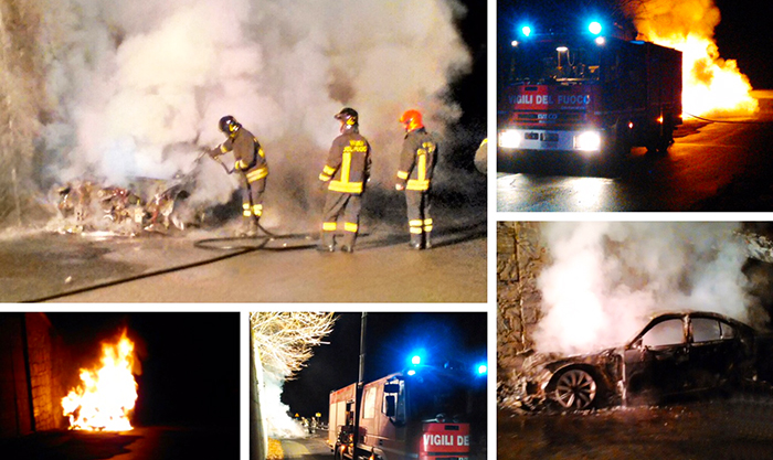 Auto a fuoco nei pressi della galleria dei Gozzi in valle Anzasca. Video e foto