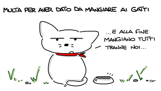 La multa per aver dato da mangiare ai gatti nella nuova vignetta di Sapo