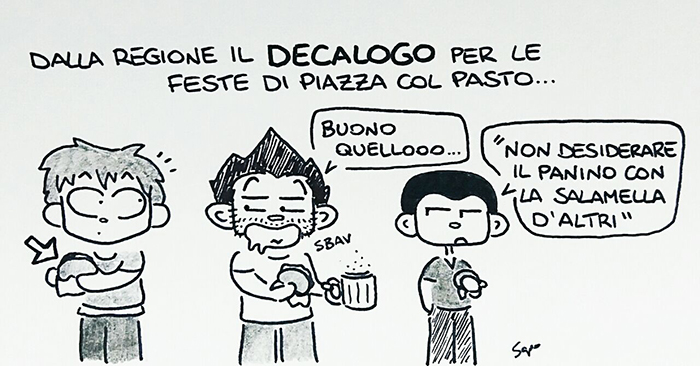 La vignetta di Sapo sulla legge regionale per le feste di piazza