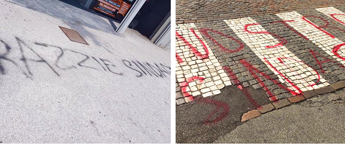 Scritte in strada (anche sgrammaticate) a favore di Pizzi. Una denuncia per danneggiamento