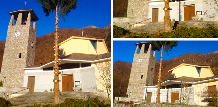 Abbattuto il grande abete davanti alla chiesa di Cosasca, era a rischio caduta