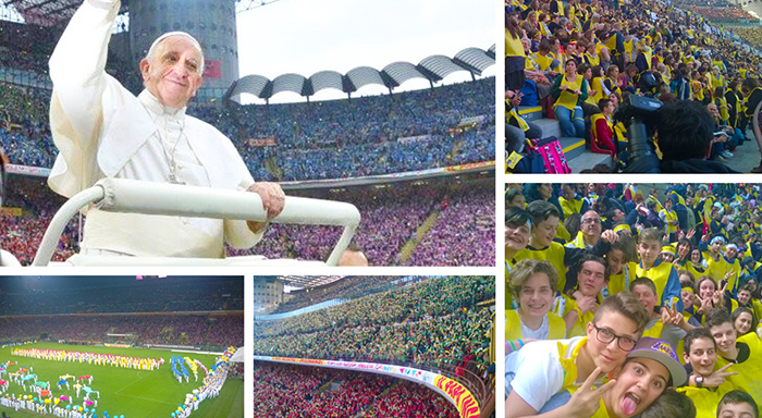 Gli alunni delle scuole ossolane a San Siro per Papa Franceso. Fotogallery