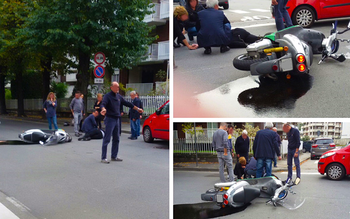 Scontro ad un incrocio tra auto e moto. Donna in ospedale