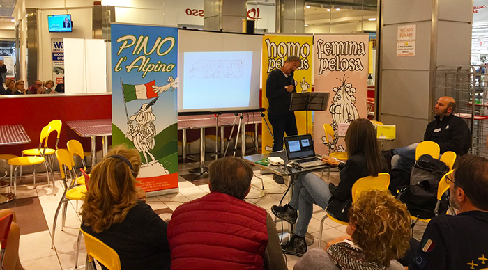 Il libro “Pino l’alpino” di Mauro Polli presentato alla Borsa scambio all'Ossola Shopping Center. Foto