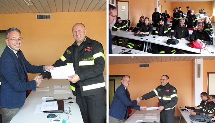 Inaugura il "castello di manovra " dei Vigili del fuoco. In 15 premiati per un corso