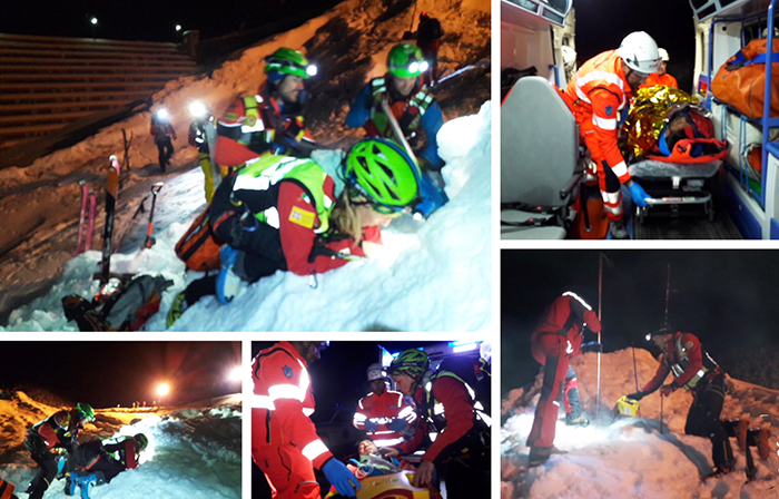 Simulazione di soccorso in valanga in notturna alla diga di Cheggio in Antrona