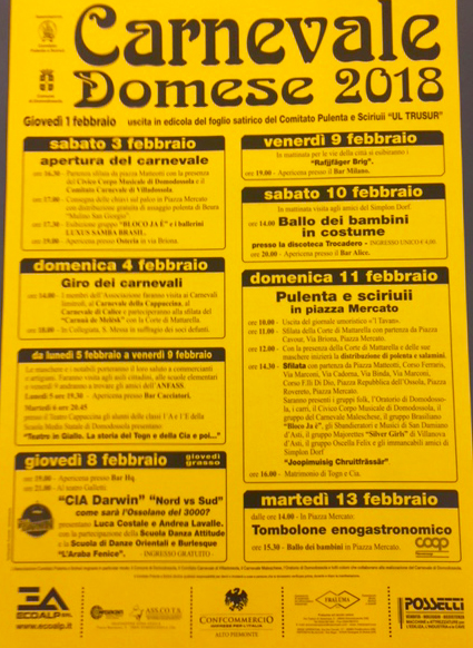 programma carnevale 2018
