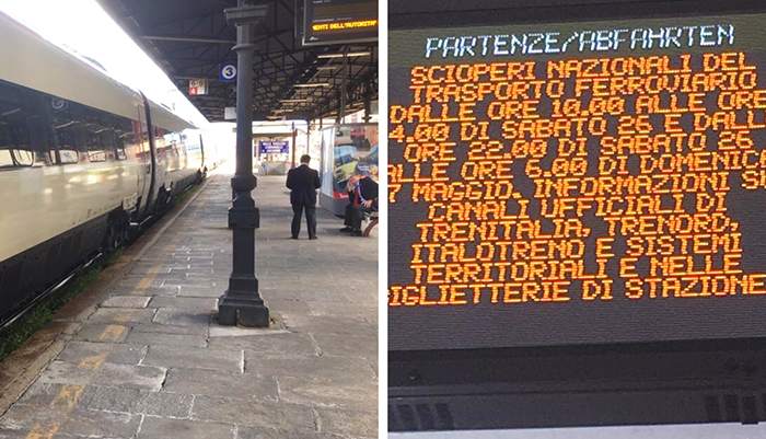 Sciopero nelle ferrovie, rischio di treni soppressi per i viaggiatori