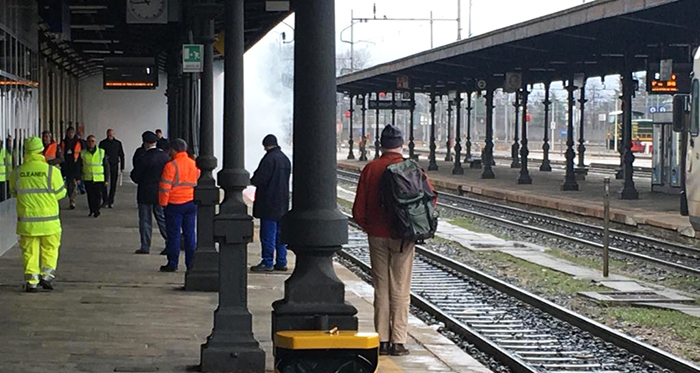 Simulato un incendio sul primo binario della stazione di Domo