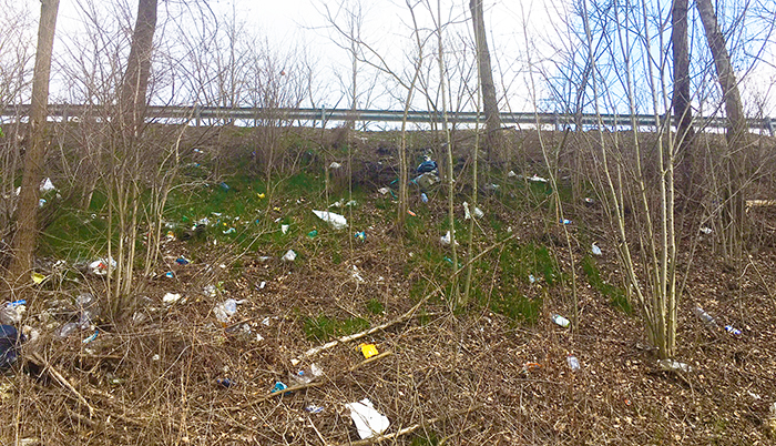 La superstrada come discarica. Rifiuti gettati dall'auto