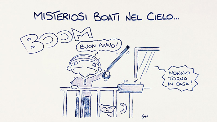 Il boato nel cielo degli aerei militari italiani nella nuova vignetta di Sapo