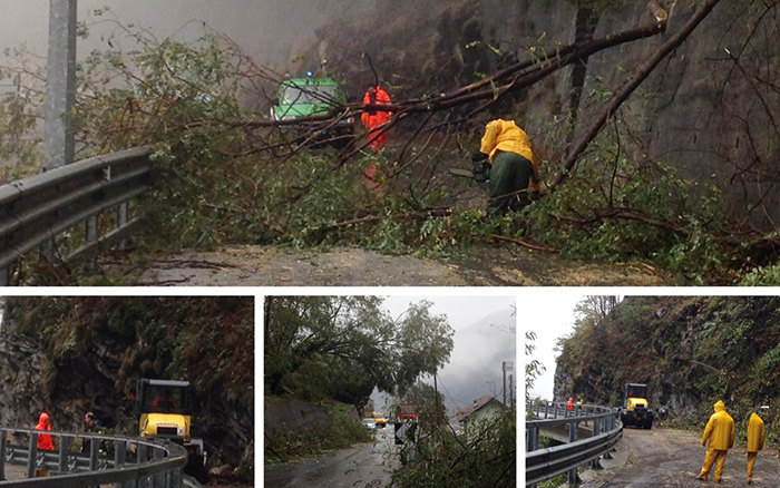 Strada per l'Antrona libera dalle piante cadute. Grande lavoro dei Vigili del fuoco. Fotogallery