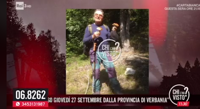 Chi l'ha visto? si occupa di Dino Fariselli, il fungiatt scomparso in Vigezzo sei giorni fa 