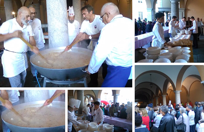 Risottata in piazza Mercato con Prünent, gorgonzola e funghi. Video