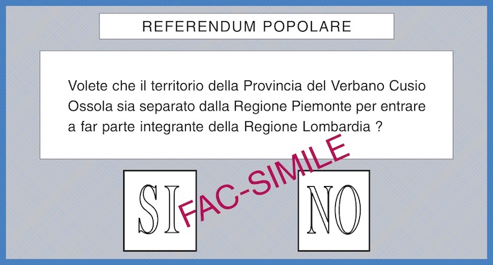 Ecco la scheda per il referendum del 21 ottobre  