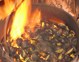 corta castagne pentola fuoco